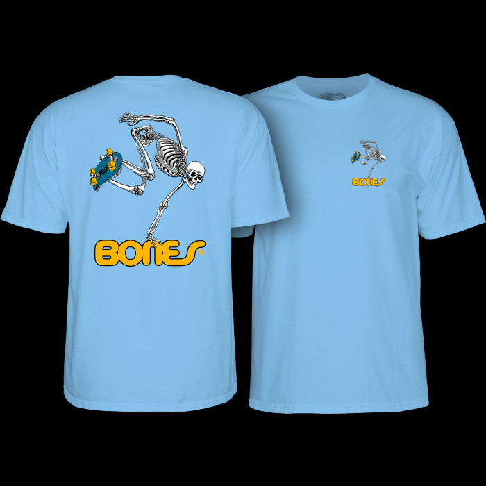 Powell Peralta Skateboarding Skeleton T-Shirt Baby Blue - Powell