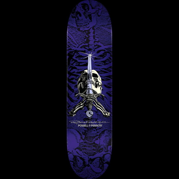 Powell Peralta Rodriguez Skull And Sword Skateboard Deck Purple