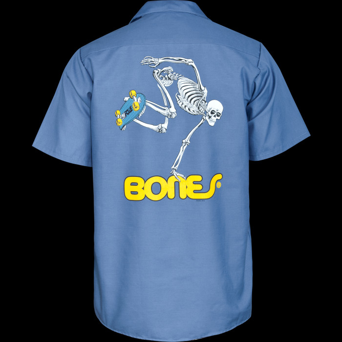 Powell Peralta Skateboarding Skeleton Work Shirt - Blue - Powell