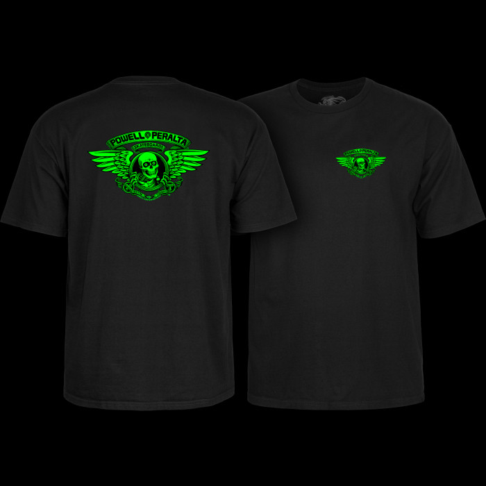 Powell Peralta Winged Ripper T-Shirt Green Blacklight Black