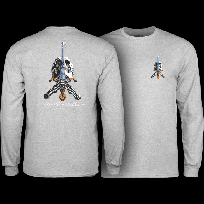 Powell Peralta Skull & Sword L/S Shirt Sport Gray - Powell-Peralta®