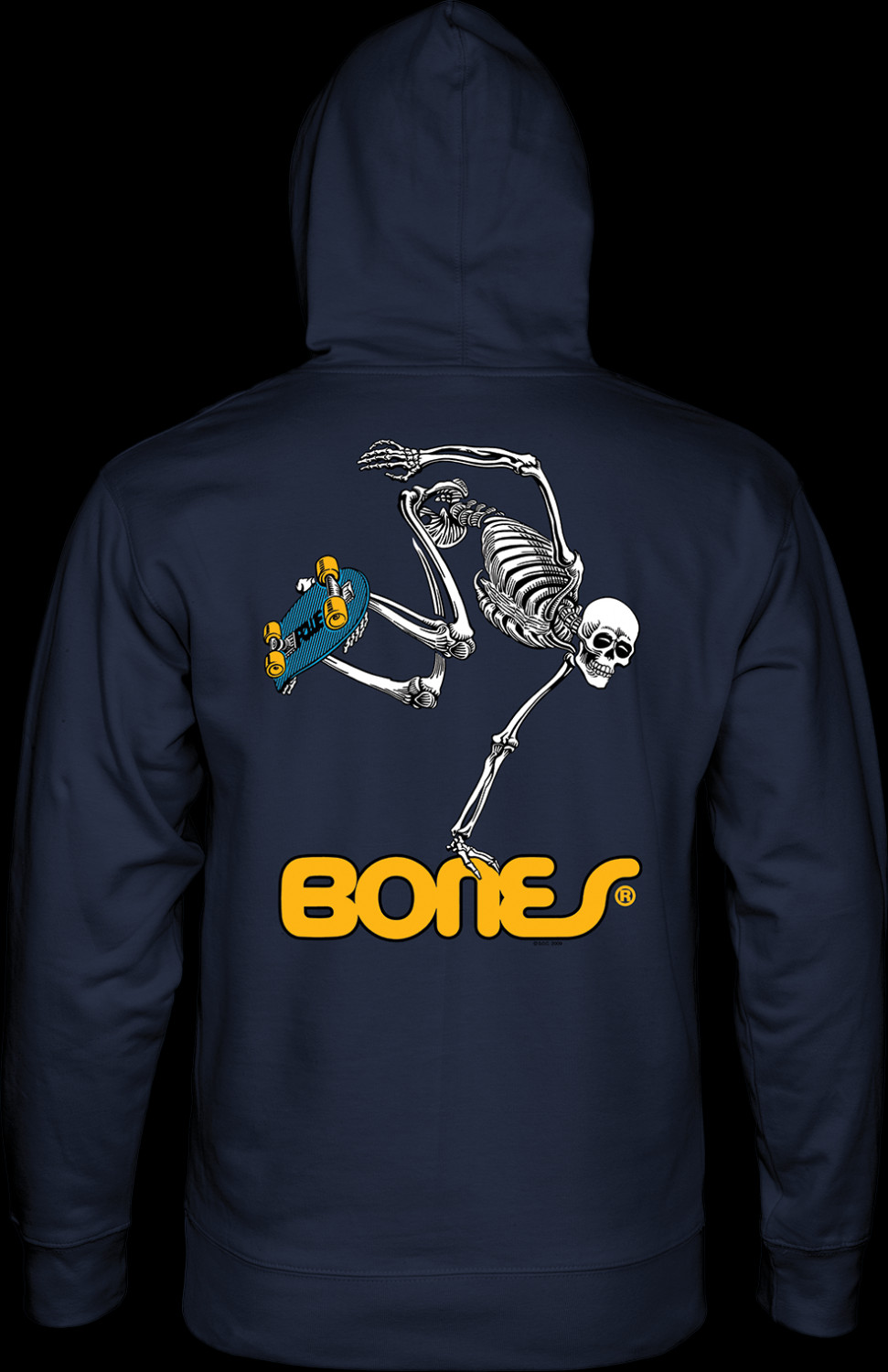 Powell Peralta Skateboard Skeleton Hood Sweatshirt Mid Weight Navy